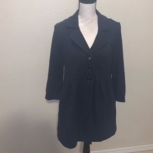 Motto Your Style Mantra navy blue pleated peplum style peacoat